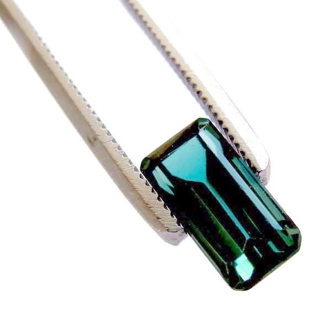 green bluish teal tourmaline octagon cut 8.5x4mm gemstone 