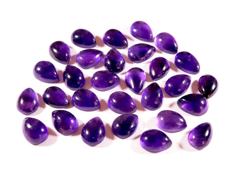 natural purple amethyst pear cut cabochon 6X4mm gemstone
