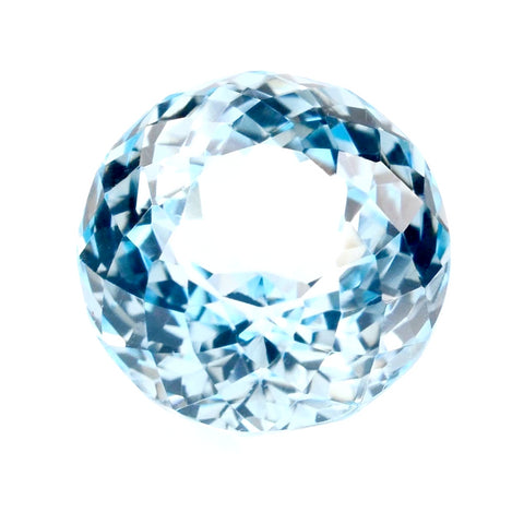 Natural sky blue topaz round portuguese cut 12mm loose gemstone