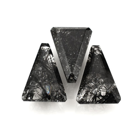 Natural black rutile quartz trapezoid cut 18x12mm gem 