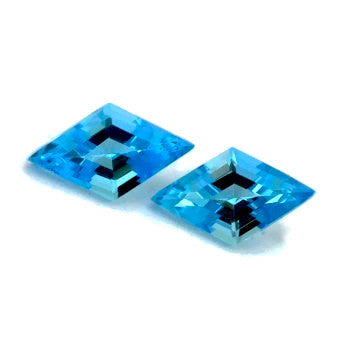 Blue Topaz free-form rhomb cut  - 10 x 6 mm