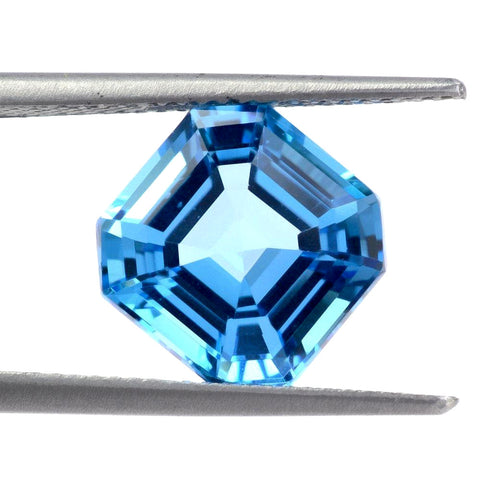 Swiss blue topaz asscher cut 8mm natural gemstone
