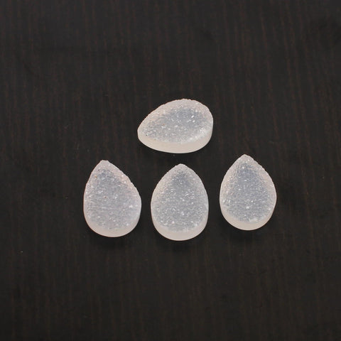White druzy pear cut 10x7mm loose stone