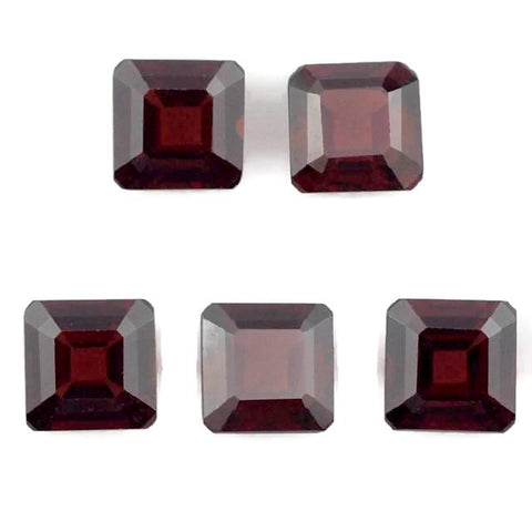 garnet red square octagon cut 6mm loose gemstone