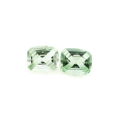 green amethyst prasiolite gemstones cushion step-cut stripes 10x8mm 
