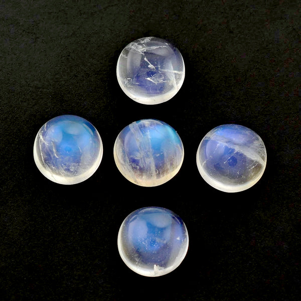 5 Pieces Round 8mm Rainbow Moonstone Cabochon | Moonstone Round Cabochon | Loose Moonstone | hot Rainbow Moonstone 8mm | 8mm Moonstone Round Cab