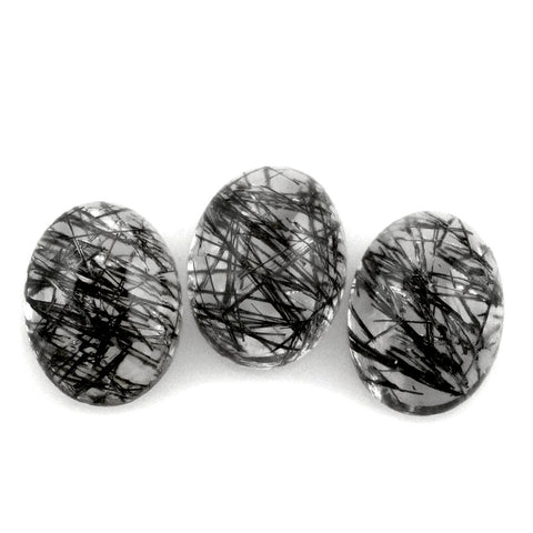 rutile quartz black oval cut cabochon 7x5mm gemstone