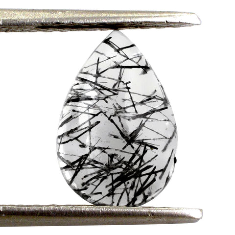 rutile quartz black pear cut 10x7mm natural gemstone