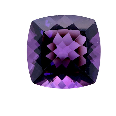 Natural amethyst cushion cut 11.5 mm Brazilian gemstone