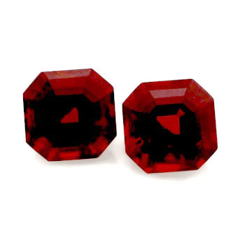 6mm natural Garnet gemstone in Asscher cut, showcasing eye-clean clarity and rich red hues, perfect for high-quality jewellery designs.