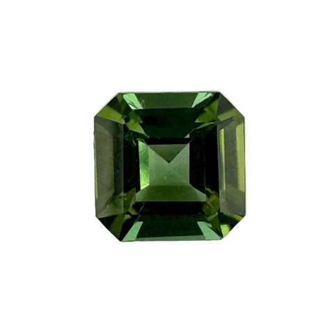 5mm Asscher-octagon cut green tourmaline gemstone with deep green colour and excellent clarity.