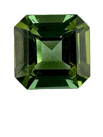 6mm octagon-cut green tourmaline gemstone displaying vivid green tones and fine clarity