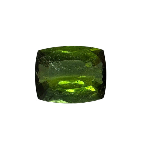 Natural green tourmaline cushion cut gemstone 11x9mm from Brazil