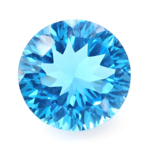 Swiss blue topaz round concave cut 10mm loose gemstone