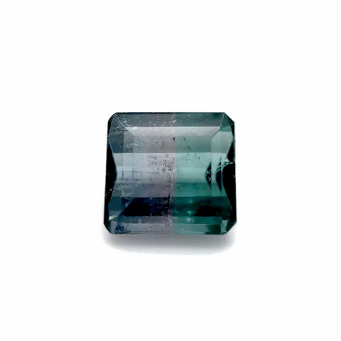 Bi-Colour Tourmaline gemstone in green and purple hues, octagon cut, 10.5x10mm