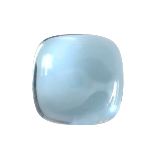 10mm Sky Blue Topaz cushion cabochon gemstone, natural and ethically sourced from Brazil, with a smooth, polished finish, perfect for custom jewelry designs.
