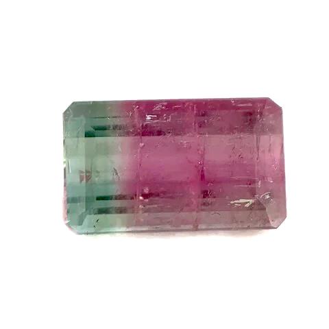 bi-colour tourmaline octagon cut natural gemstone