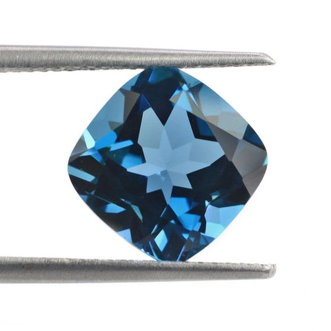 5mm cushion-cut London Blue Topaz, natural loose gemstone with deep blue hue, ethically sourced from Brazil