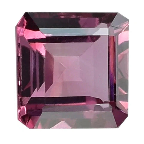 5mm Asscher-octagon cut pink tourmaline gemstone with vivid pink colour and fine clarity.