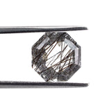 natural black rutile quartz hexagon step-cut 10mm loose stone