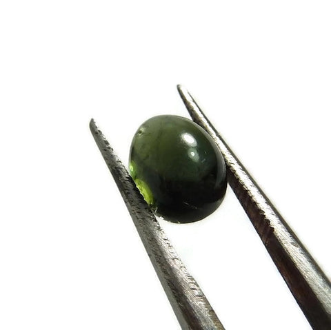 Moss green tourmaline cabochon oval shape 7x6mm gemstone