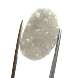 Natural grey drusy free-form oval cut gemstone