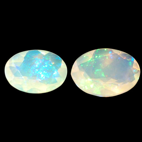 Natural ethiopian opal with blue shimmer oval cut gem