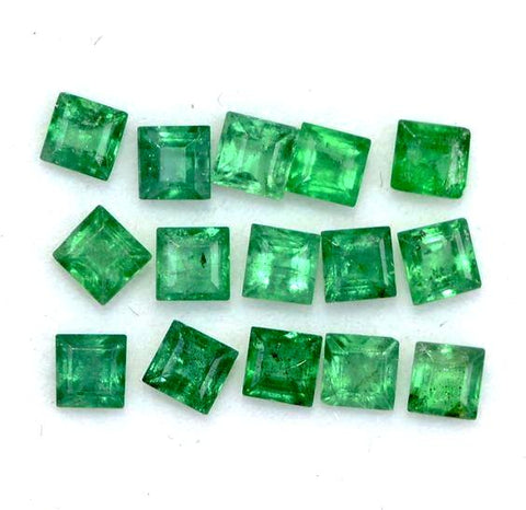 emerald square cut 3mm loose genuine gemstone