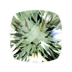 Green amethyst prasiolite cushion checkerboard concave cut 13mm gemstone