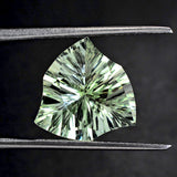 Green amethyst prasiolite trillion concave fancy cut 14mm natural jewel