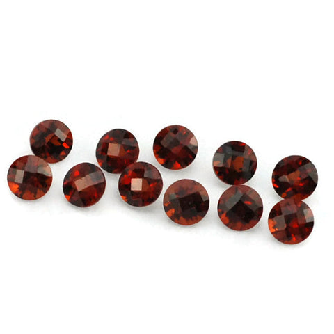 Natural garnet round checkerboard cut 5mm gemstone