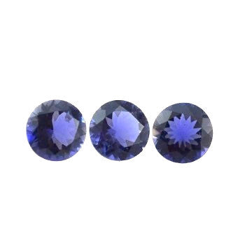 natural iolite round cut 4mm blue violet gemstone
