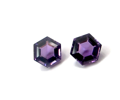 amethyst purple hexagon step-cut 7mm loose gemstone