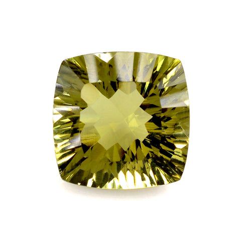 lemon quartz cushion concave cut 14mm gemstone
