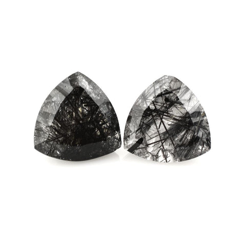 Natural black rutile quartz trillion concave cut 10mm gem 