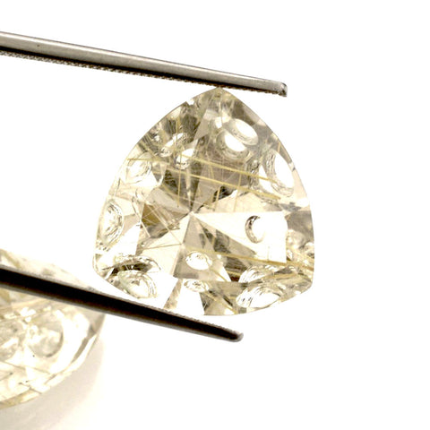 Golden rutile quartz trillion mirror and bubble cut gemstone 