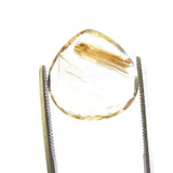 Natural golden rutile quartz pear briolette checkerboard cut 15mm loose gemstone