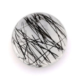 Natural black rutile quartz round cut cabochon 12mm loose stone