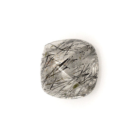 black rutile quartz cushion pyramid cut cabochon 8mm gemstone