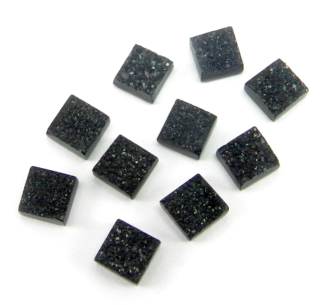 drusy square cut 6mm black loose gemstone
