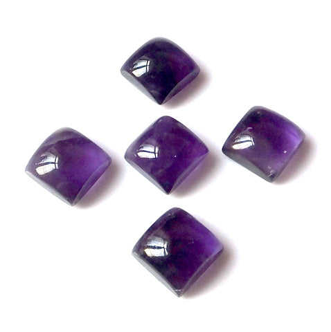 amethyst natural purple square cut cabochon 5mm gemstone
