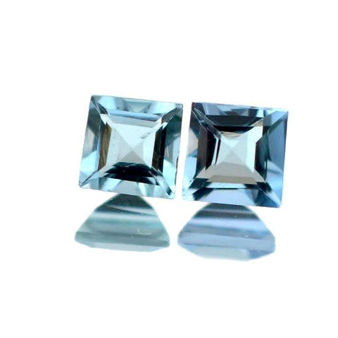 natural aquamarine square cut 3.5mm extra-quality gemstone