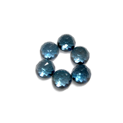 London blue topaz round flower-cut cabochon 8mm gemstone