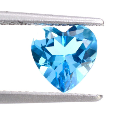 Swiss blue topaz heart cut 8mm loose gemstone