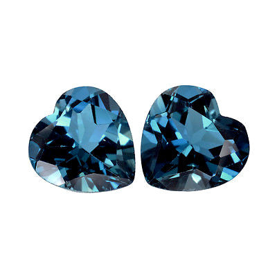 natural london blue topaz heart cut 8mm gemstone