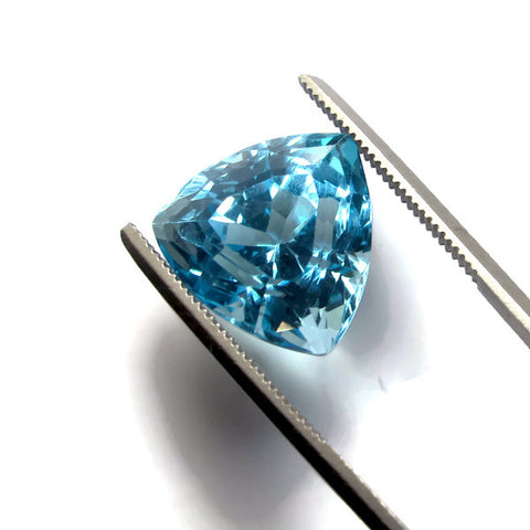natural swiss blue topaz trillion portuguese cut 12mm gemstone