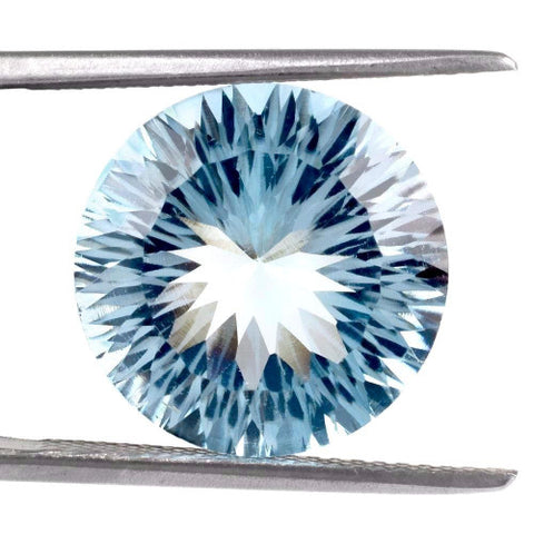 Sky blue topaz round concave cut 12mm loose gemstone 