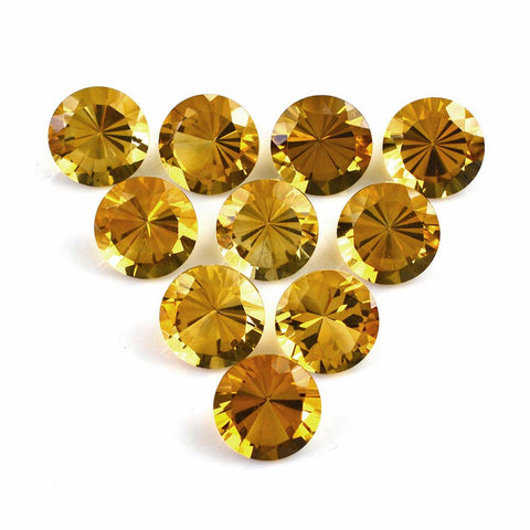 citrine yellow round mirror cut 6mm loose gemstone