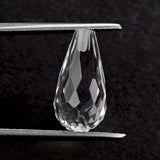 Natural crystal quartz pear drops checkerboard cut 14x7mm loose stone