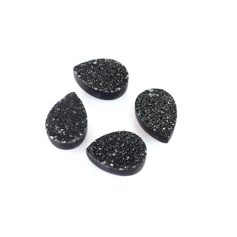 black druzy pear 10x7mm loose stone